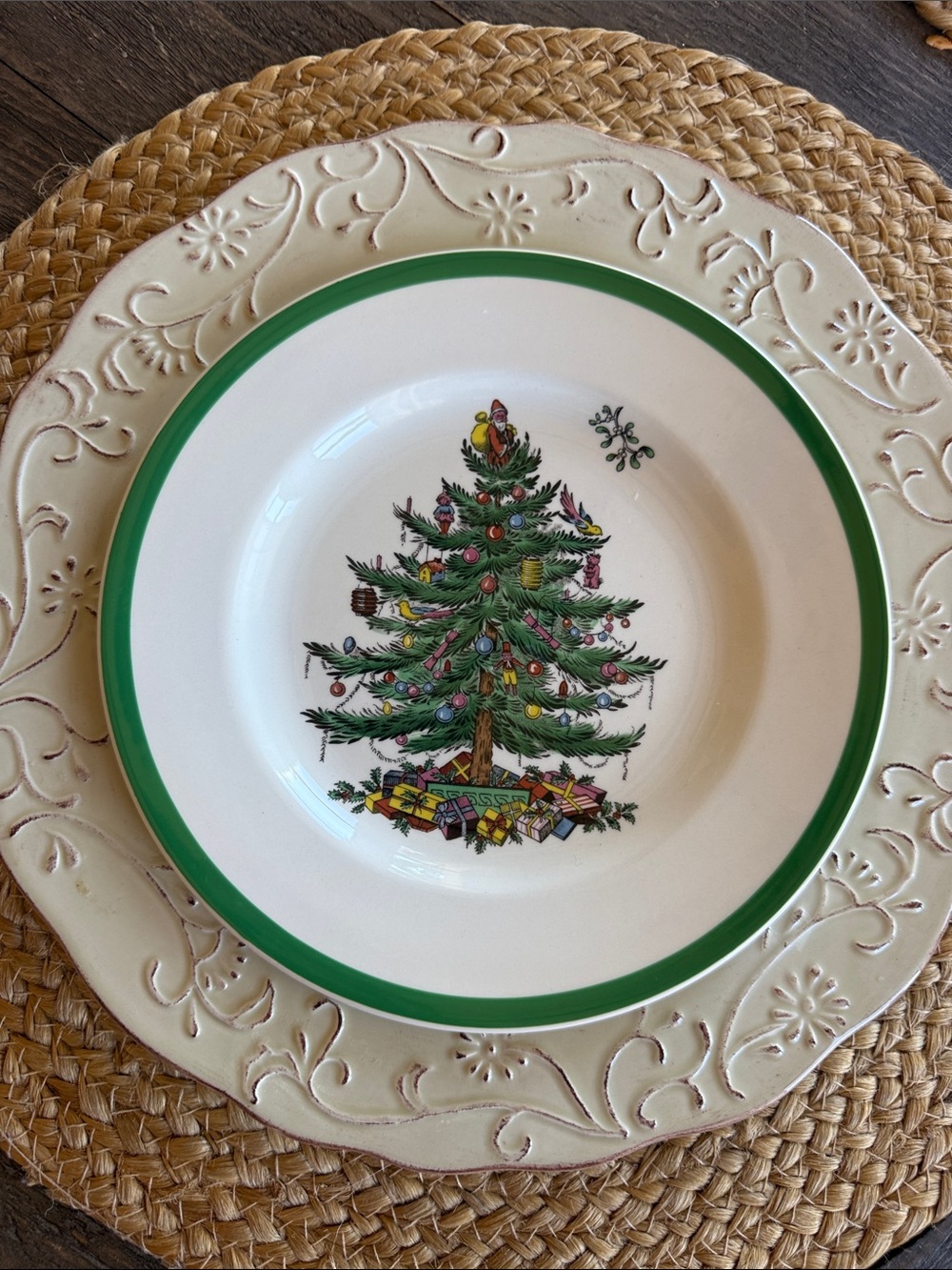Spode Christmas Tree Plate Salad Dessert Holiday Tableware S3324 8in (1 plate)